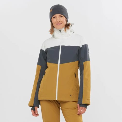 Jaquetas De Esqui Salomon Slalom Insulated Hoodie Feminino Branco Pretas Verde Oliva | PT W45368